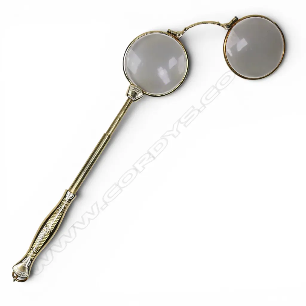 An Art Deco 14ct gold and enamel lorgnette, Image 1++
