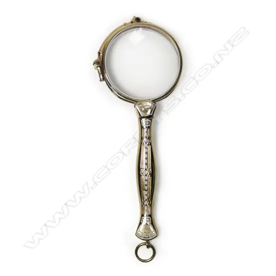 An Art Deco 14ct gold and enamel lorgnette,