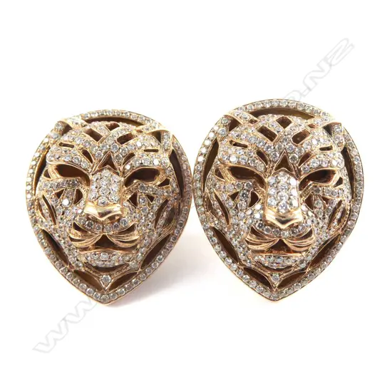 A pair of 18ct rose gold and diamond earrings,