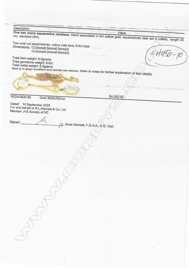 An elegant Edwardian 9ct gold and aquamarine pendant necklace, Image 1++