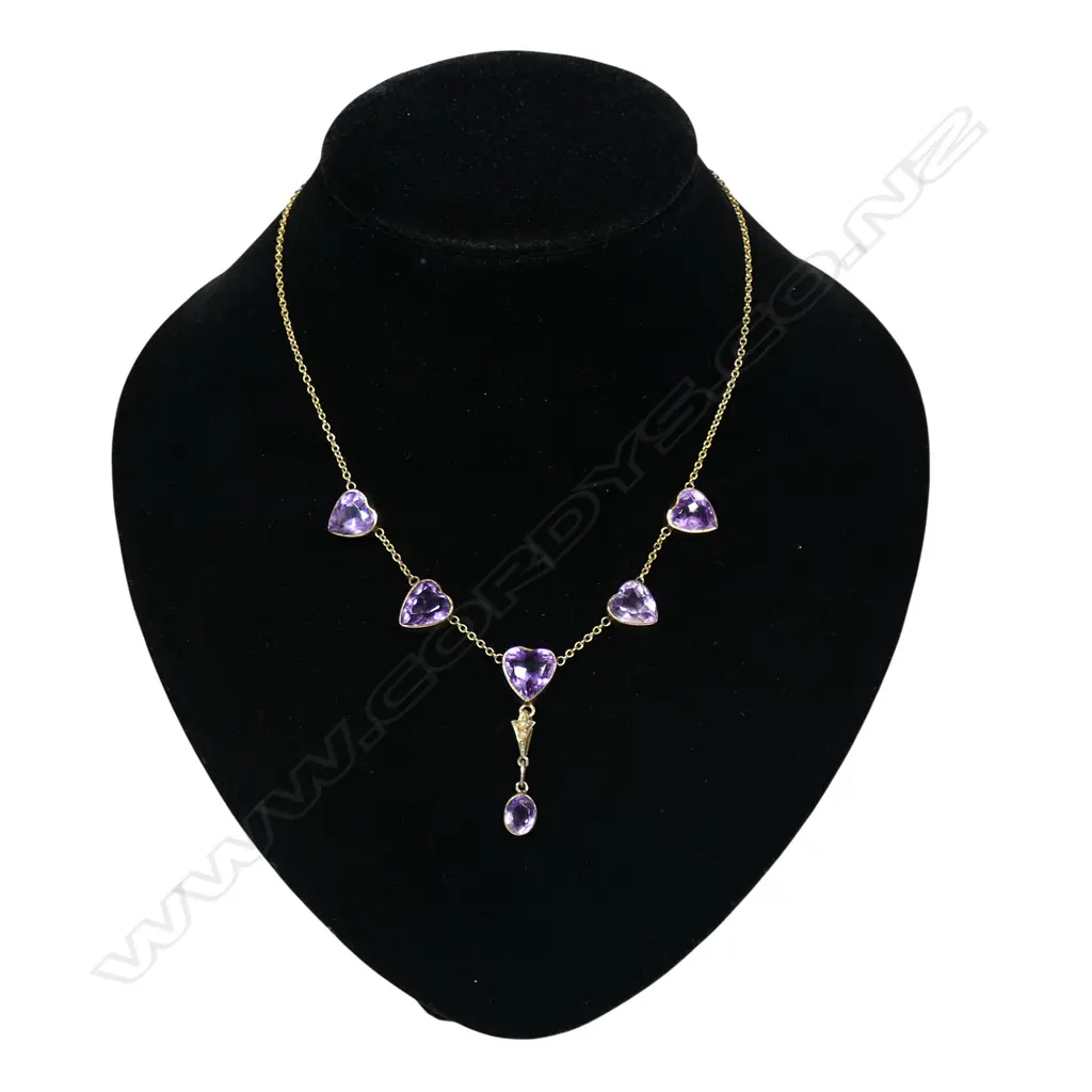 An Edwardian 9ct gold and amethyst necklace, Image 1++