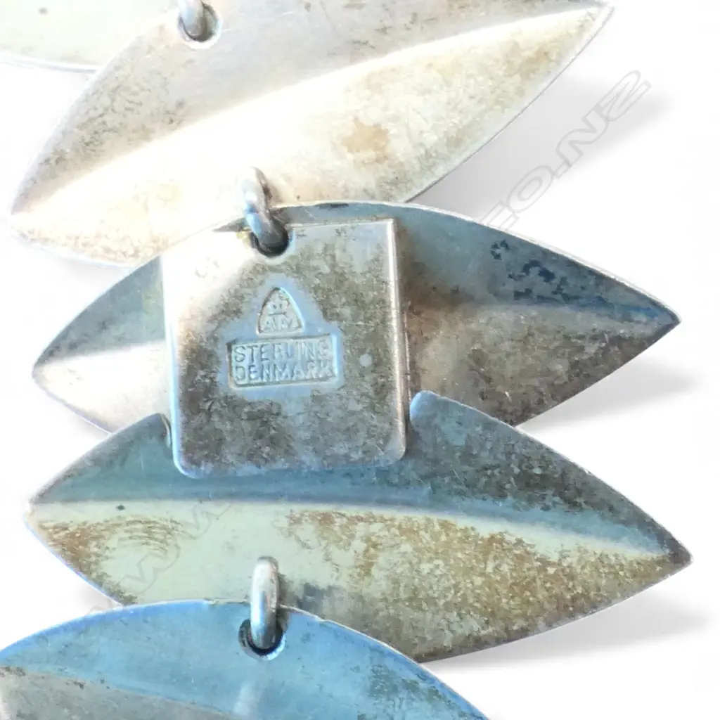 A c.1950 Anton Michelsen Denmark sterling silver leaf necklace, Image 1++