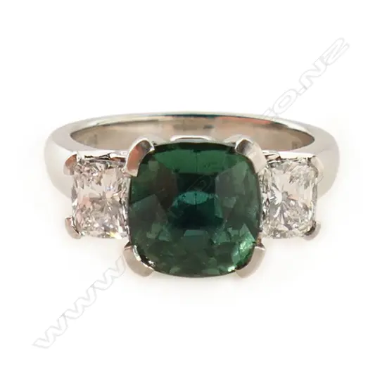 A platinum tourmaline and diamond dress ring,