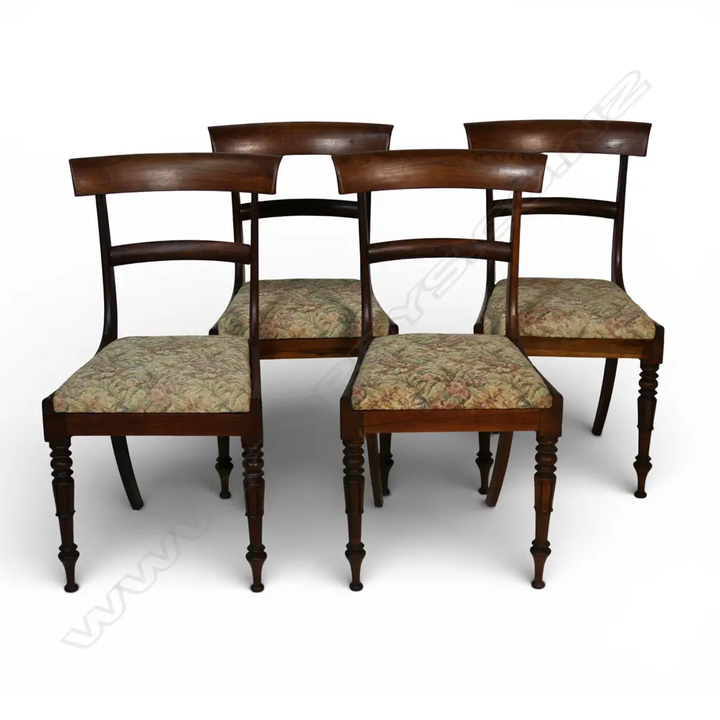 A set of four William IV rosewood dining chairs, Image 1++