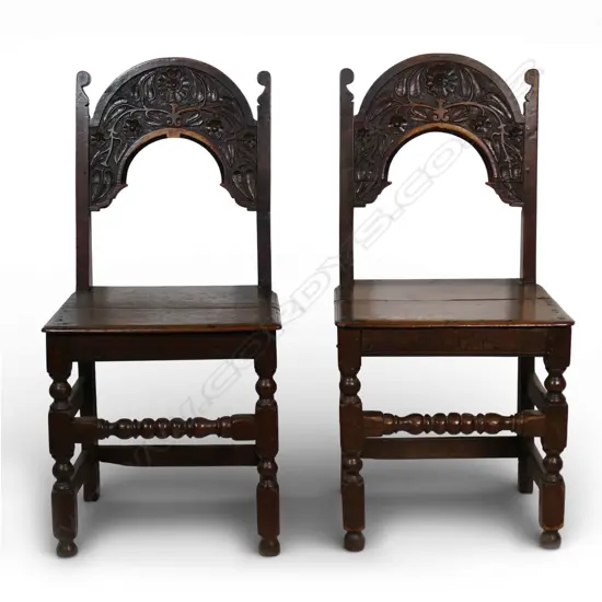 A pair of Georgian oak country house chairs,