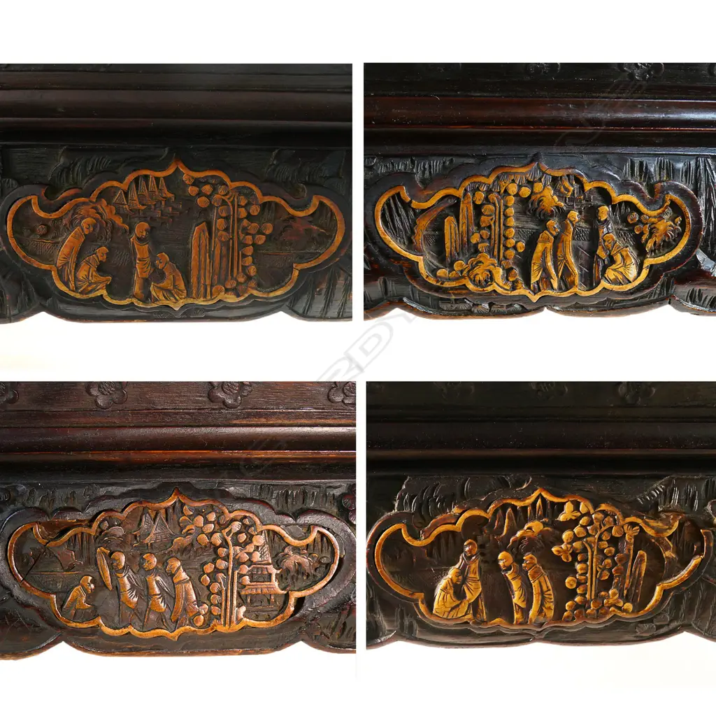 A early 20thC Chinese carved dining table, Image 1++