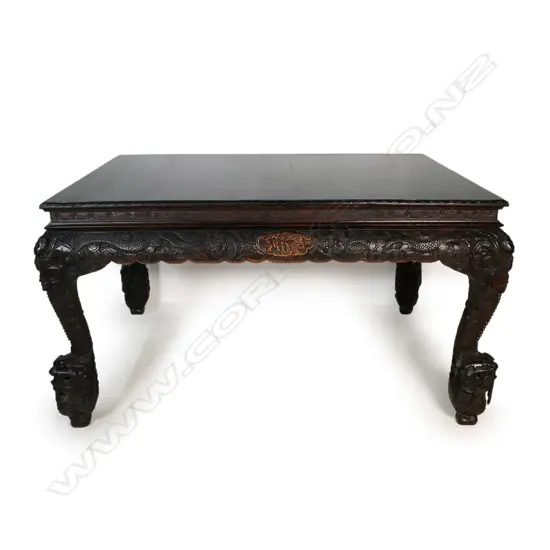 A early 20thC Chinese carved dining table,