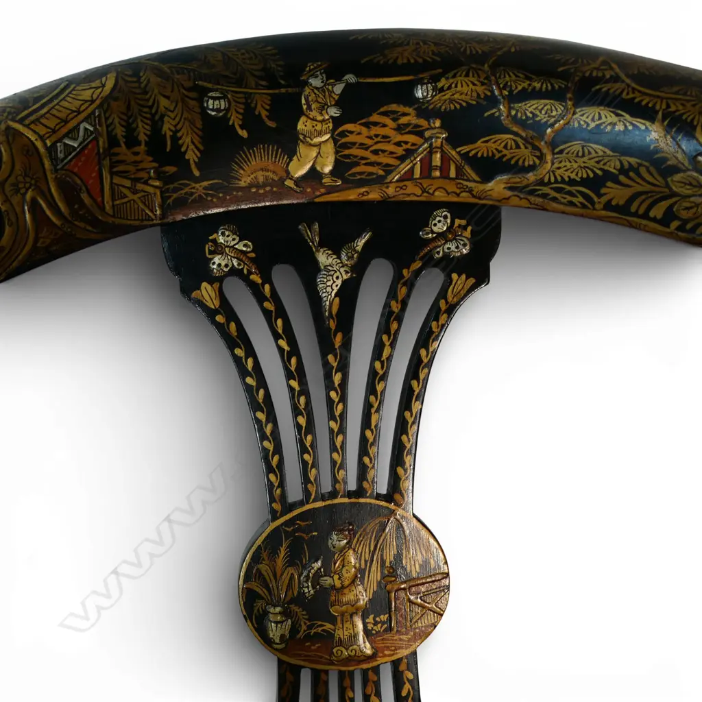 A pair of ebonised open elbow armchairs, Image 1++