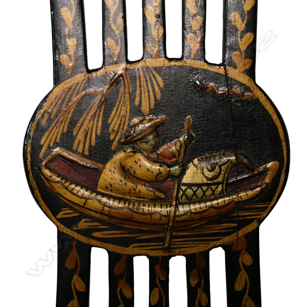 A set of four ebonised dining chairs, Image 1++