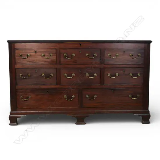 An impressive large Georgian mahogany mule chest,