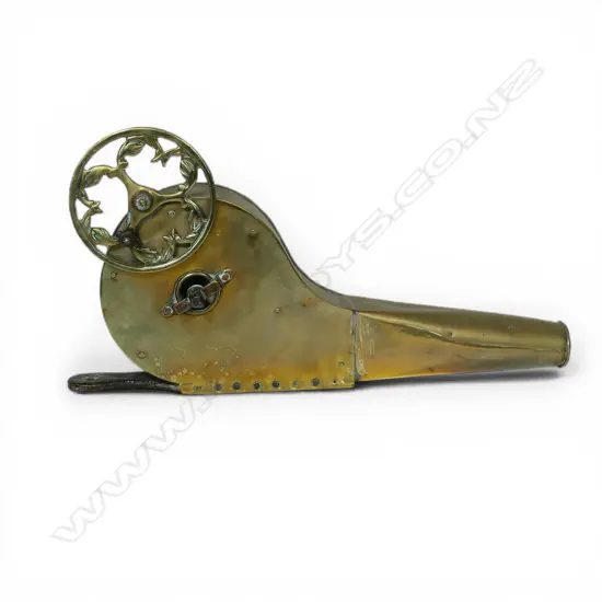 An early George III Irish 'Micheal O'Brine Dublin 1769' brass fire bellows,