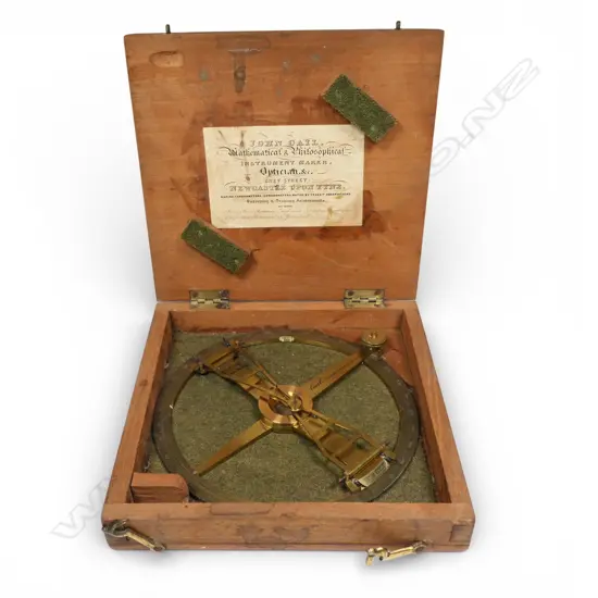 A Victorian brass folding arm vernier protractor,