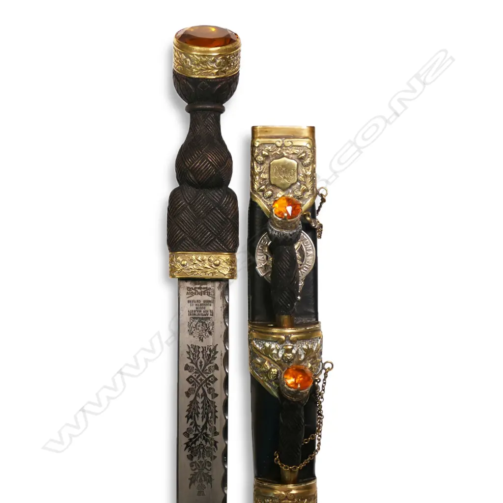 An early/mid 20thC Scottish dress Dirk with companion knife and fork, Image 1++