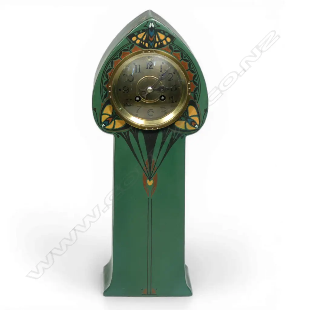 A late 19thC tall Dutch Jugendstil mantle clock produced by De Distel of Amsterdam, Image 1++