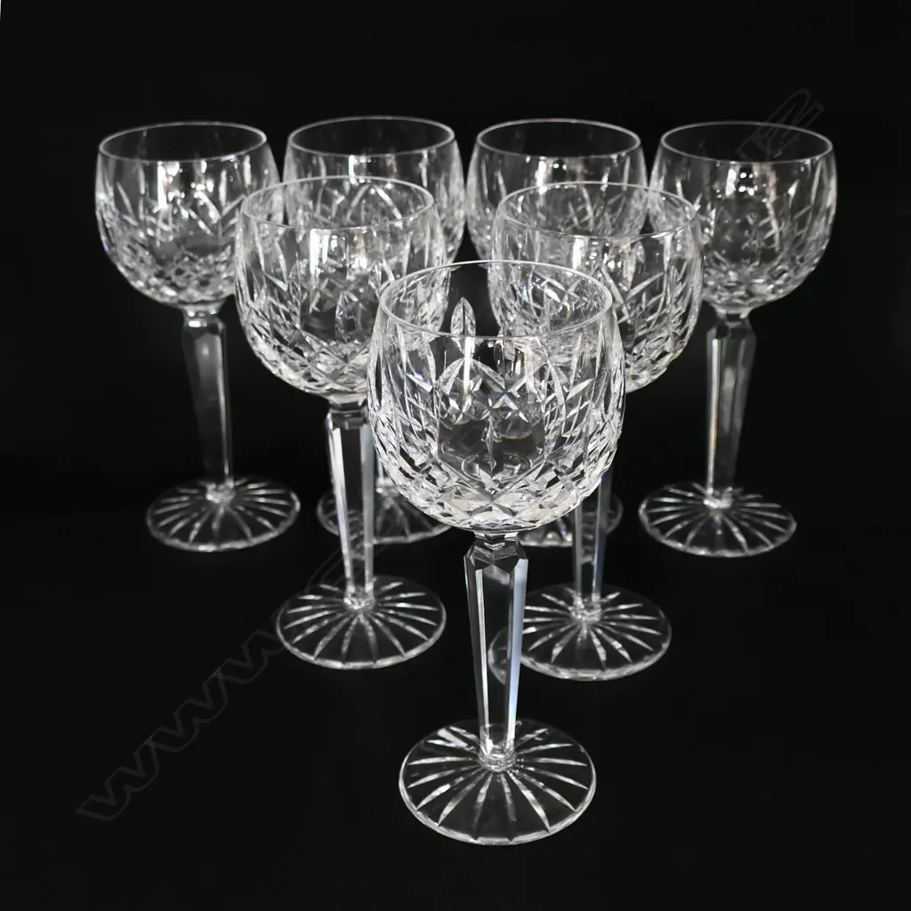 A set of seven Waterford crystal Lismore hock wine glasses Image 1++