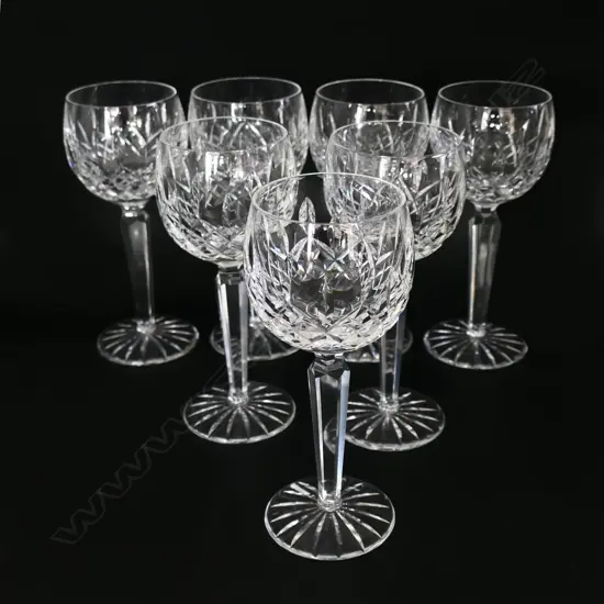 A set of seven Waterford crystal Lismore hock wine glasses