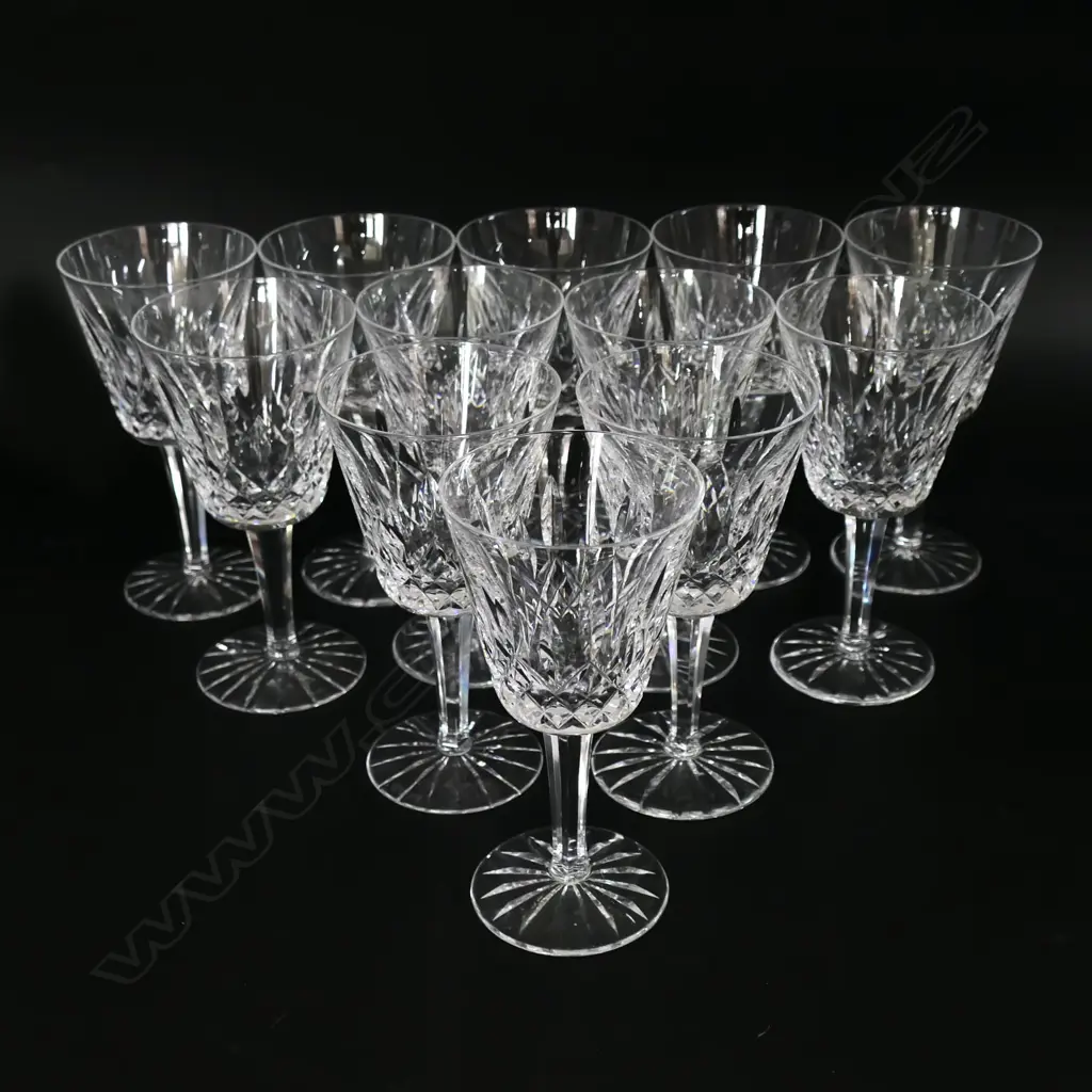 A set of twelve Waterford crystal Lismore claret glasses Image 1++