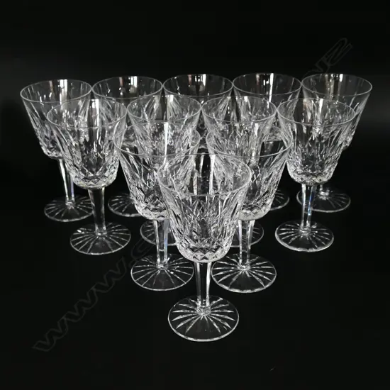 A set of twelve Waterford crystal Lismore claret glasses