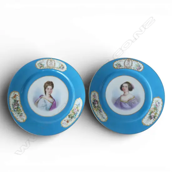 A pair of 19thC Limoges portrait plates,