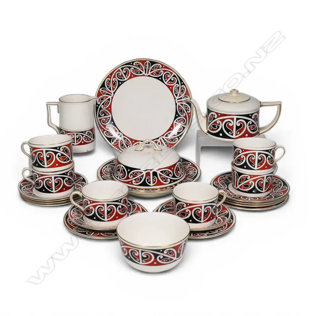A Royal Doulton 'Māori Art' 23 piece tea service, Image 1++
