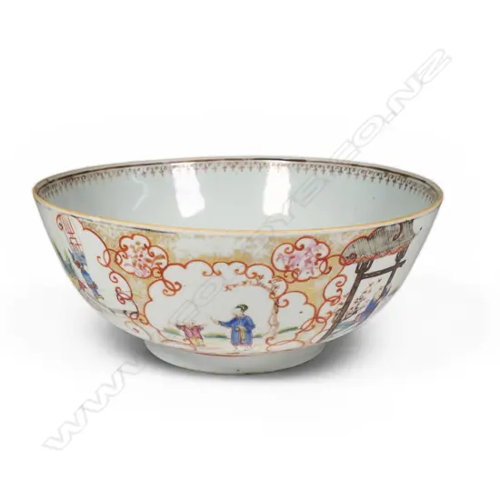 A late 18thC early 19thC porcelain famille rose punch bowl,
