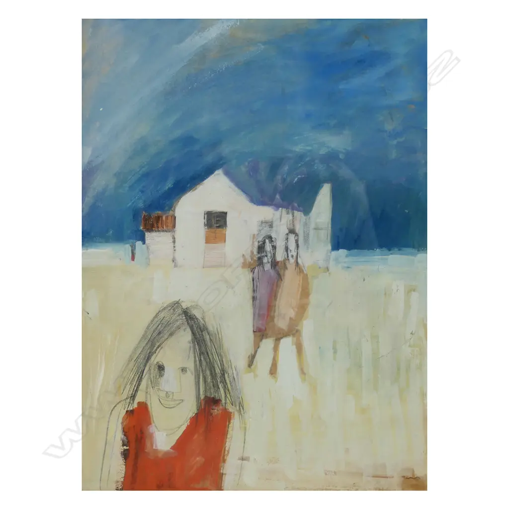 Barry Bates (aka Billy Apple) (NZ1935-2021)  Untitled (House and Figures), Image 1++