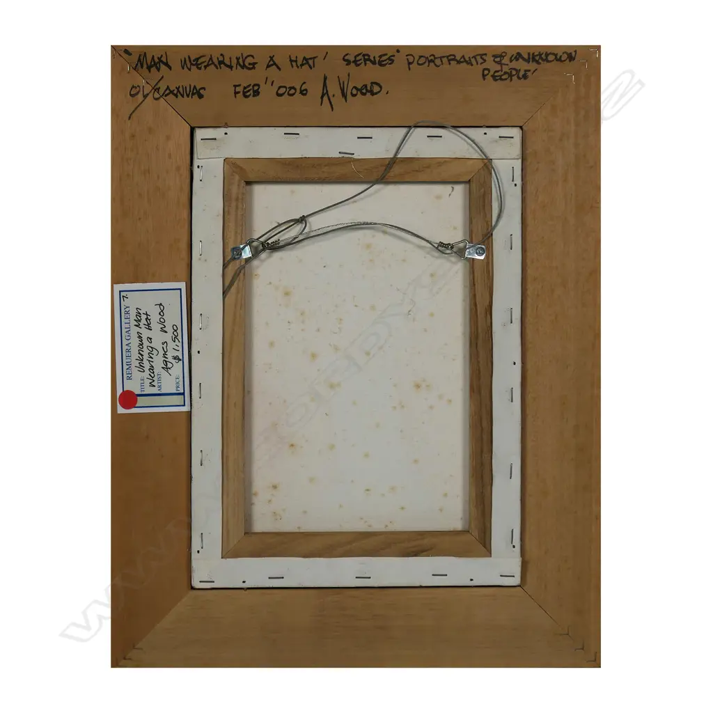 Agnes Wood (NZ 1921-2013) 'Portraits of Unknown People (man wearing a hat)', Image 1++