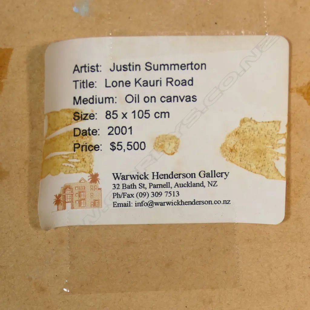 Justin Summerton (NZ 1968-) 'Lone Kauri Road', Image 1++