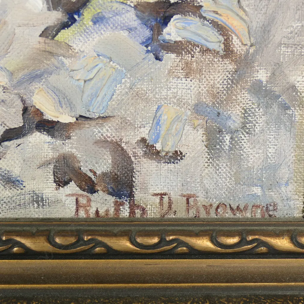 Ruth D. Browne (NZ 1905-2002) Mountain and River Landscape, Image 1++