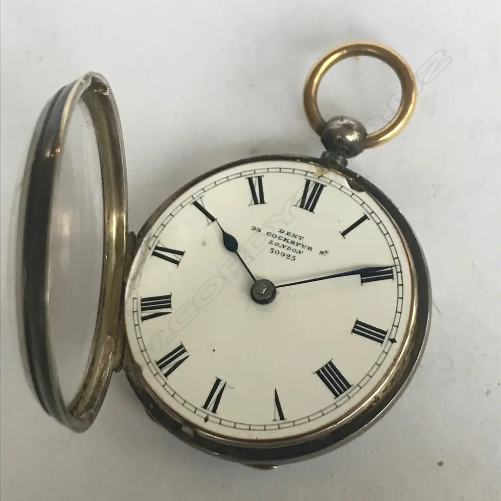 Victorian lady’s silver open face fob watch by Dent of London, Image 1++