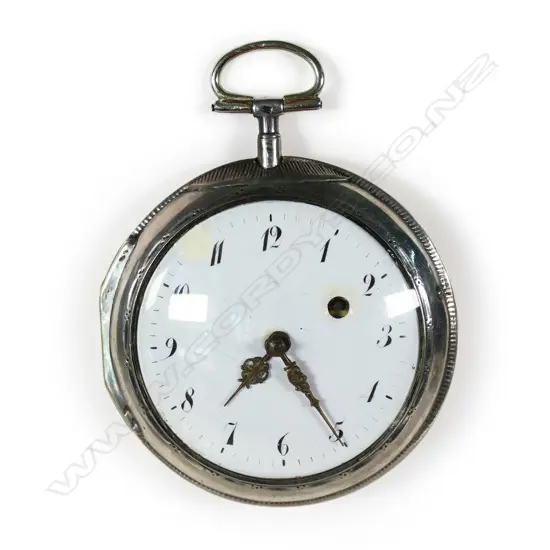 A large 19thC Continental silver consular pocket watch,