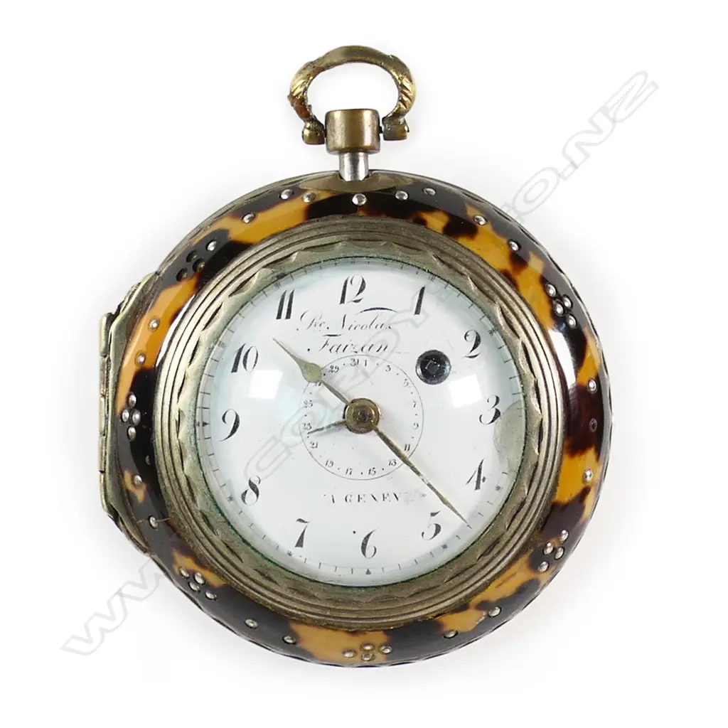 A large consular tortoiseshell cased pocket watch by Pierre-Nicolas Faizan a Geneve (b.1768), Image 1++