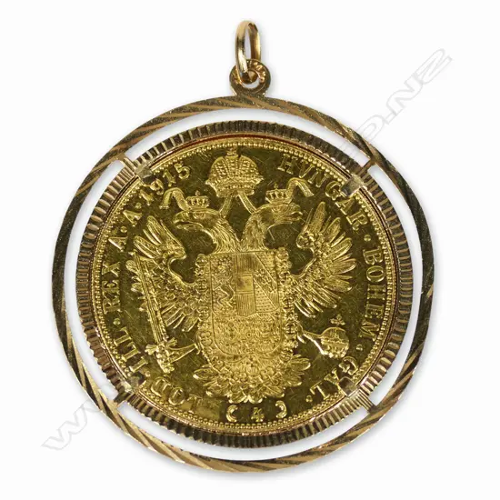 A 1915 23ct  gold Austrian four ducat coin,