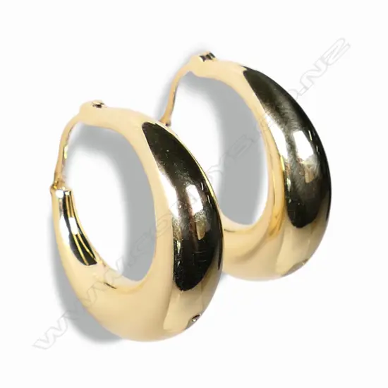 A pair of 18ct yellow gold crescent hoop earrings,