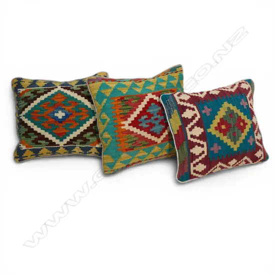 Three hand-woven kelim cushions,
