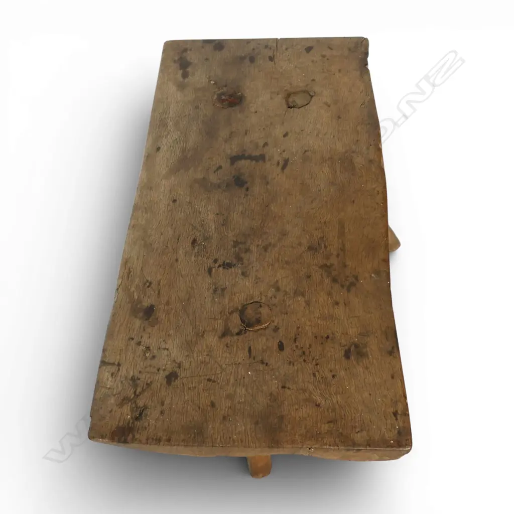 A George III or earlier primitive three leg fruitwood stool, Image 1++