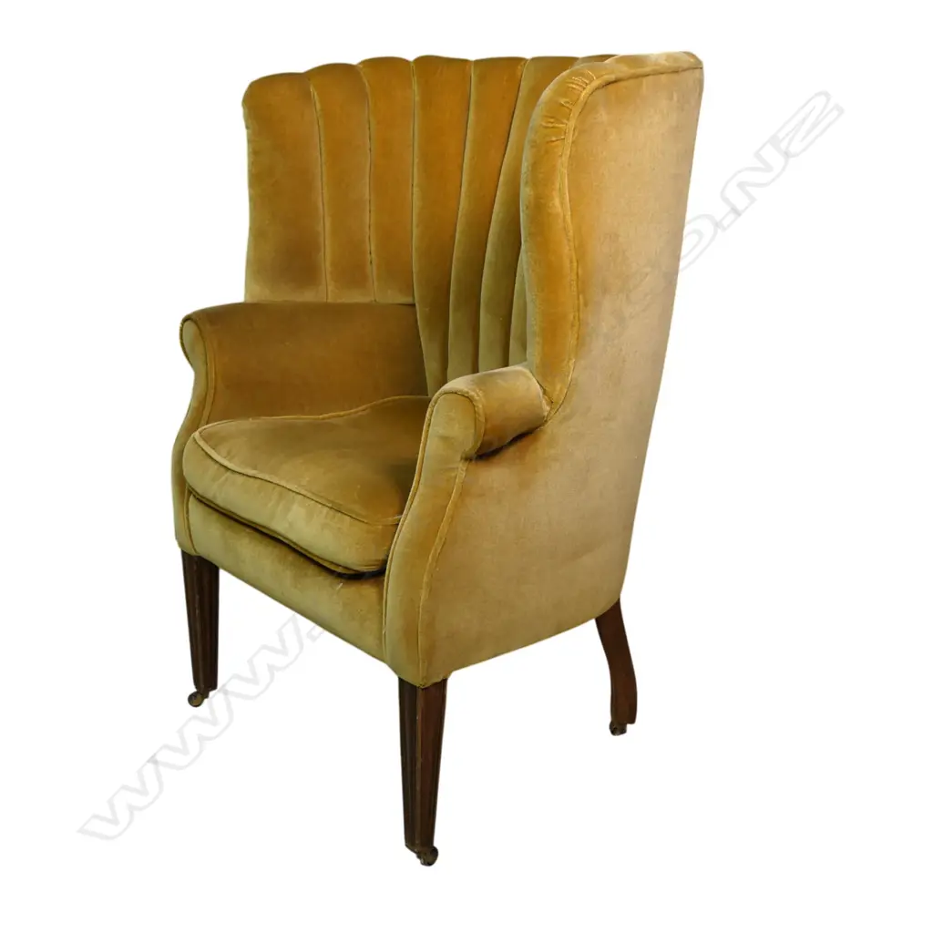 An Edwardian high lobed back and curved back parlour chair, Image 1++
