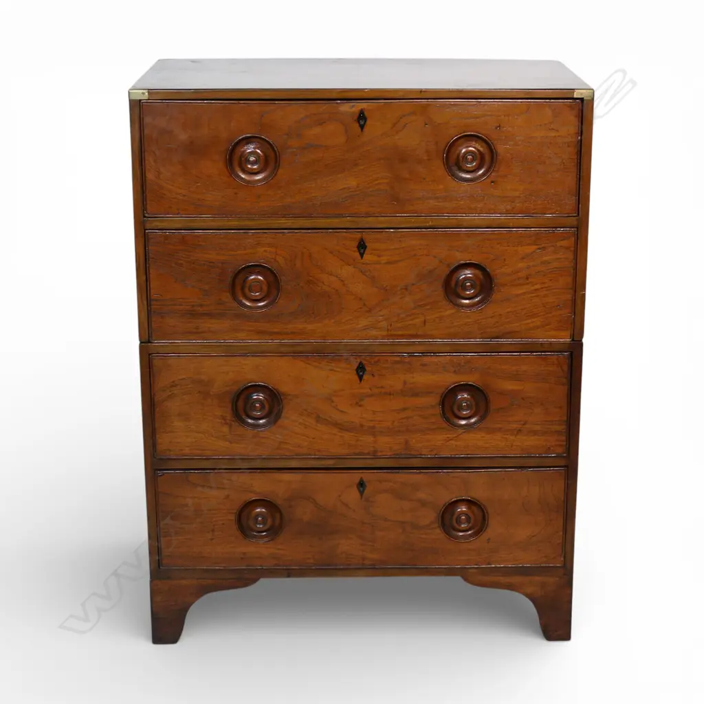 A good Victorian small proportion mahogany campaign chest, Image 1++