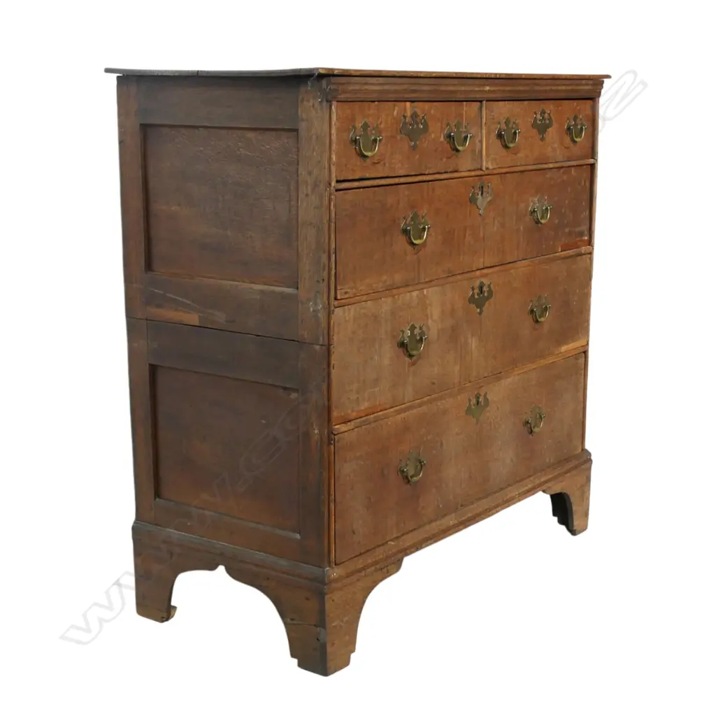 A George III country cottage oak two piece chest, Image 1++