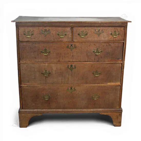 A George III country cottage oak two piece chest,