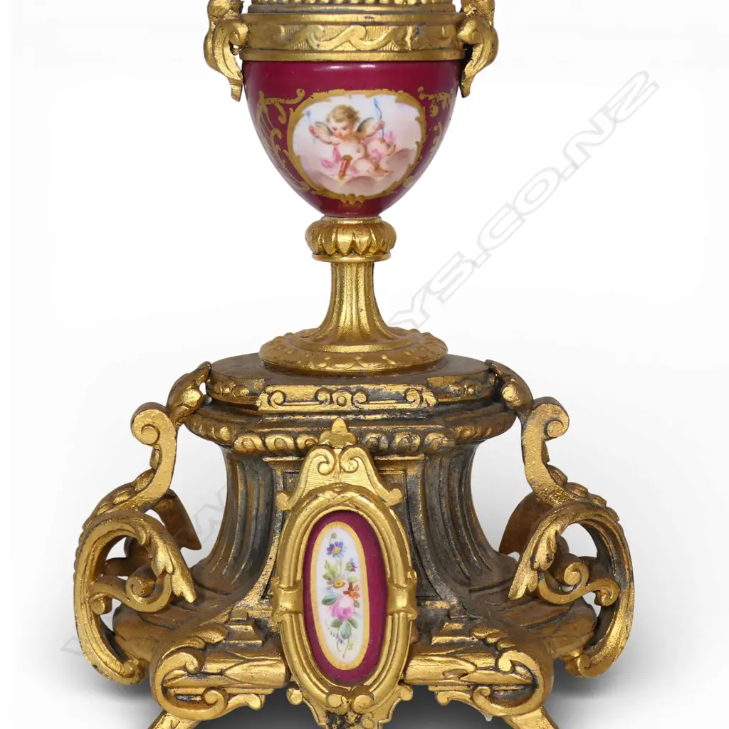 A pair of turn of the century ormolu and porcelain candelabra, Image 1++