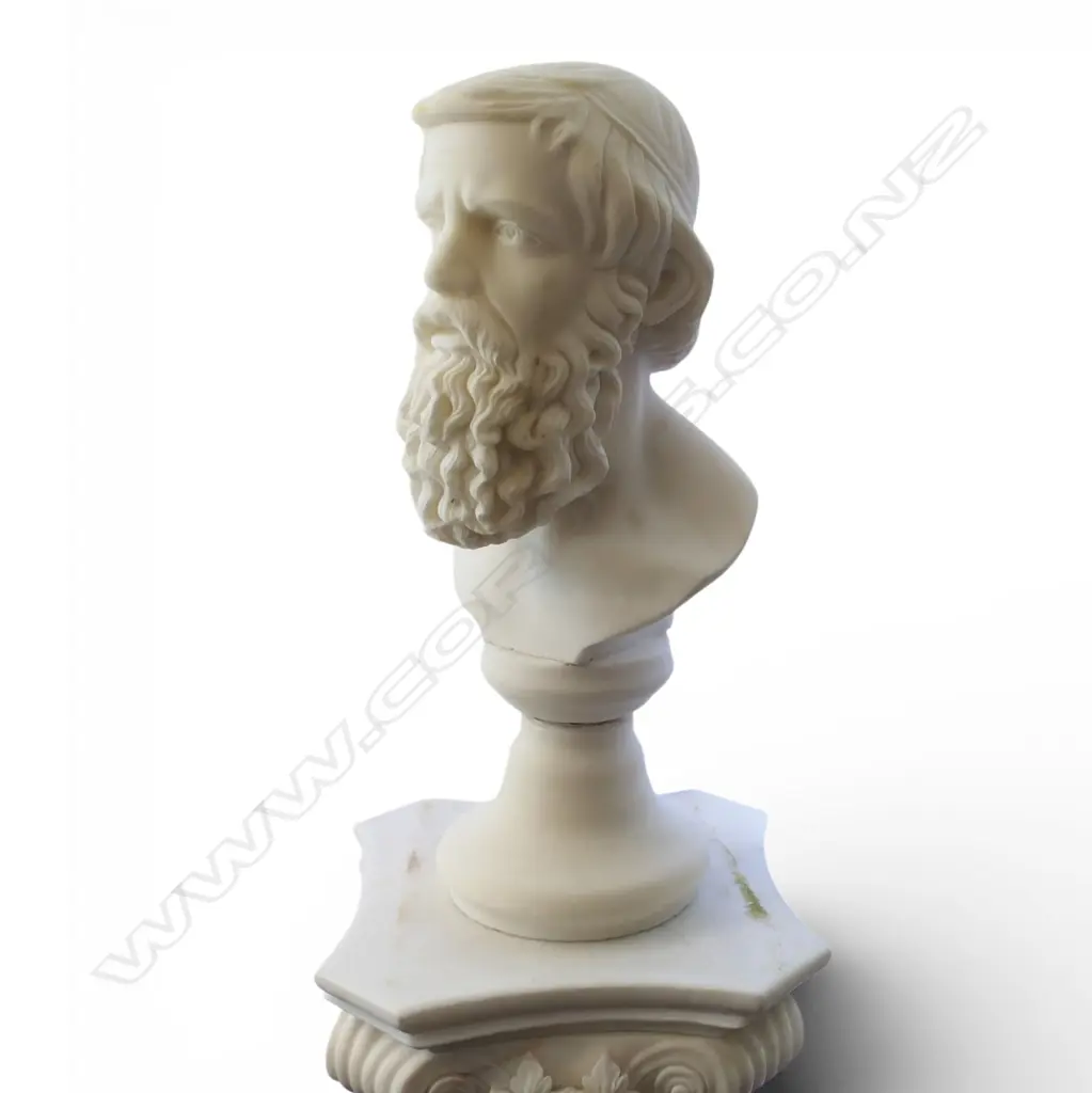 A white marble bust representing the Greek philosopher Plato, Image 1++