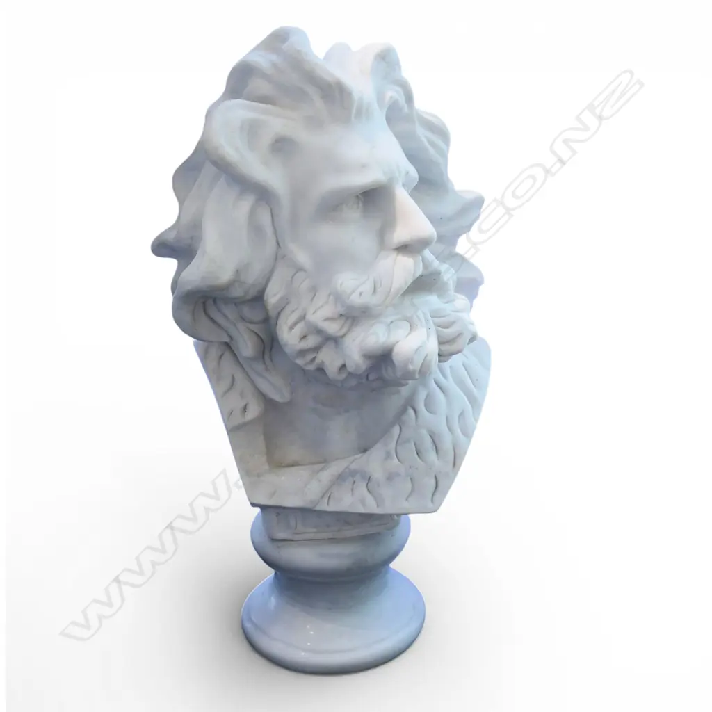 A large 20thC white marble bust of The Old Gallic Warrior, Image 1++