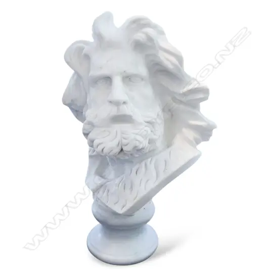 A large 20thC white marble bust of The Old Gallic Warrior,