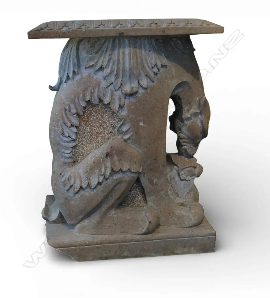 A large variegated tan marble sculptured stand, Image 1++