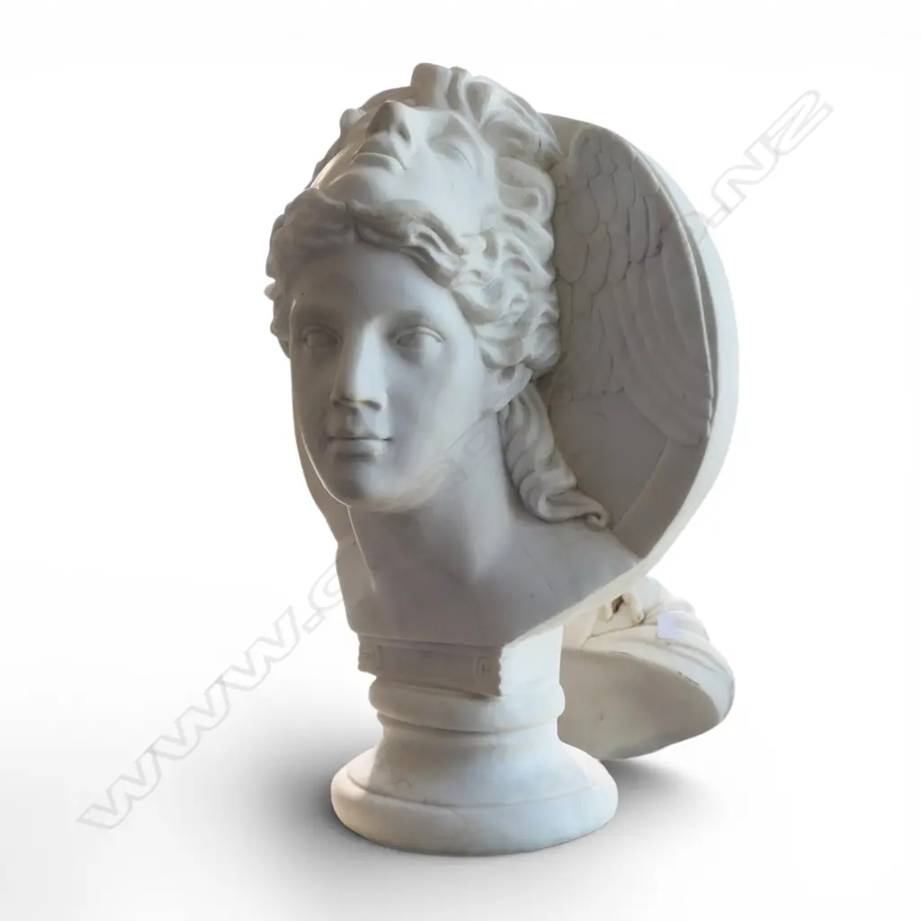A large white marble bust of the Greek mythological figure Hypnos, Image 1++