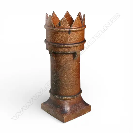 A 19thC tall salt glazed crown top chimney pot,
