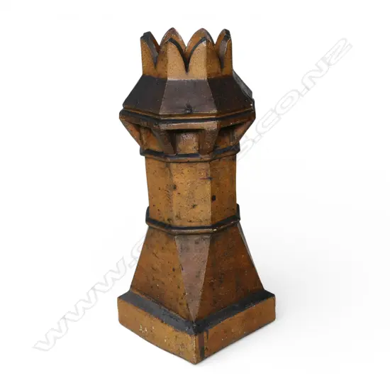 A 19thC tall salt glazed crown top chimney pot,