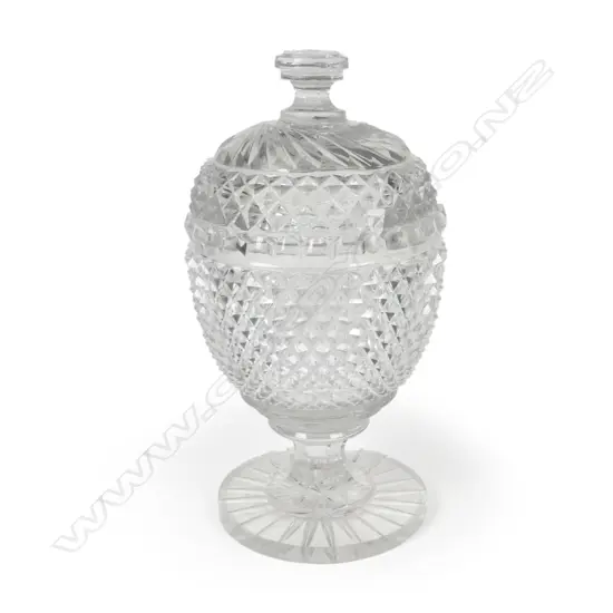 A Georgian cut crystal lidded preserve pot