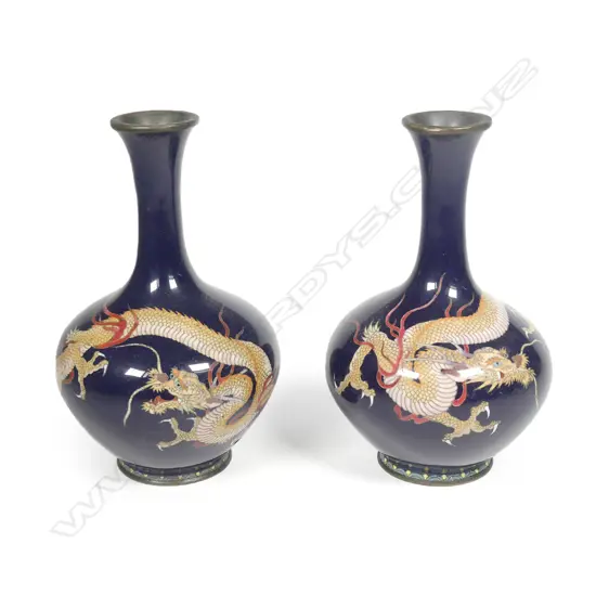 A pair of fine Japanese cloisonné specimen vases